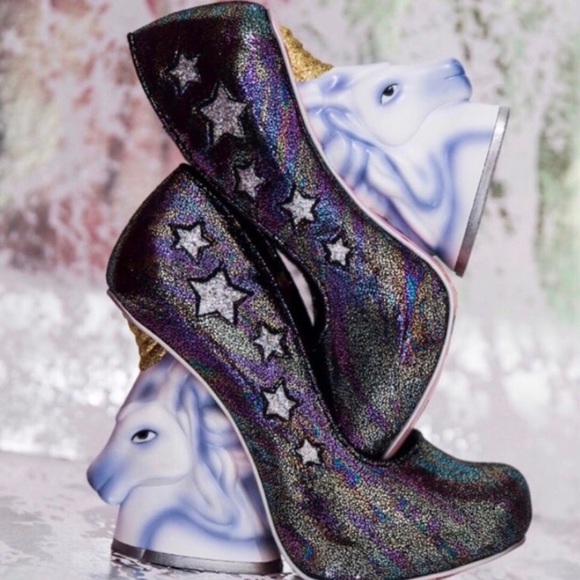 Irregular Choice Shoes - Irregular Choice Snowy Starlight Unicorn Heels